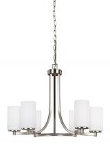 Generation Lighting Seagull 3139106-962 - Hettinger transitional 6-light indoor dimmable ceiling chandelier pendant light in brushed nickel si