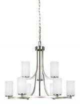 Generation Lighting Seagull 3139109-962 - Hettinger transitional 9-light indoor dimmable ceiling chandelier pendant light in brushed nickel si