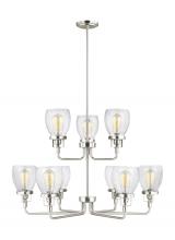 Generation Lighting Seagull 3214509-962 - Belton transitional 9-light indoor dimmable ceiling chandelier pendant light in brushed nickel silve