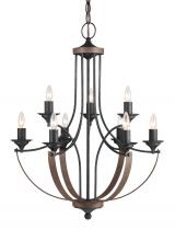 Generation Lighting Seagull 3280409-846 - Corbeille traditional 9-light indoor dimmable ceiling chandelier pendant light in stardust weathered