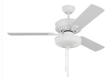 Generation Lighting Seagull 3LD48RZWD - Linden 48'' traditional dimmable LED indoor matte white ceiling fan with light kit and rever