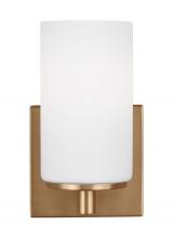 Generation Lighting Seagull 4139101-848 - Hettinger traditional indoor dimmable 1-light wall bath sconce in a satin brass finish with etched w