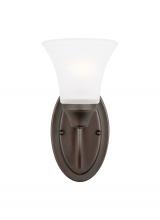 Generation Lighting Seagull 41806-710 - Holman traditional 1-light indoor dimmable bath vanity wall sconce in bronze finish with satin etche