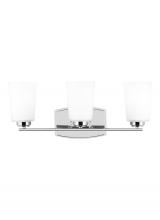 Generation Lighting Seagull 4428903-05 - Franport transitional 3-light indoor dimmable bath vanity wall sconce in chrome silver finish with e