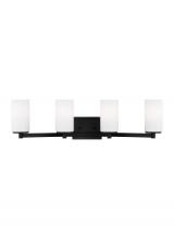 Generation Lighting Seagull 4439104EN3-112 - Hettinger traditional indoor dimmable LED 4-light wall bath sconce in a midnight black finish with e