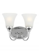 Generation Lighting Seagull 44806-05 - Holman traditional 2-light indoor dimmable bath vanity wall sconce in chrome silver finish with sati