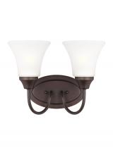 Generation Lighting Seagull 44806-710 - Holman traditional 2-light indoor dimmable bath vanity wall sconce in bronze finish with satin etche