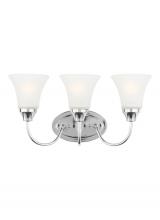 Generation Lighting Seagull 44807-05 - Holman traditional 3-light indoor dimmable bath vanity wall sconce in chrome silver finish with sati