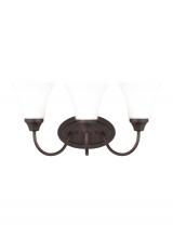 Generation Lighting Seagull 44807-710 - Holman traditional 3-light indoor dimmable bath vanity wall sconce in bronze finish with satin etche