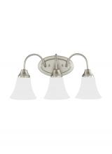 Generation Lighting Seagull 44807EN3-962 - Holman traditional 3-light LED indoor dimmable bath vanity wall sconce in brushed nickel silver fini