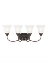 Generation Lighting Seagull 44808-710 - Holman traditional 4-light indoor dimmable bath vanity wall sconce in bronze finish with satin etche