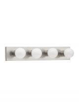 Generation Lighting Seagull 4738-98 - Center Stage traditional 4-light indoor dimmable bath vanity wall sconce in brushed stainless silver