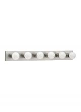 Generation Lighting Seagull 4739-98 - Center Stage traditional 6-light indoor dimmable bath vanity wall sconce in brushed stainless silver