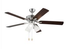 Generation Lighting Seagull 5LD52BSF - Linden 52 Inch Traditional Indoor Brushed Steel Silver LED Dimmable Dual Mount Hugger Ceiling Fan