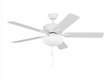 Generation Lighting Seagull 5LD52RZWD - Linden 52'' traditional dimmable LED indoor matte white ceiling fan with light kit and rever