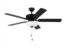 Generation Lighting Seagull 5LDDC52MBKD - Linden 52'' traditional dimmable LED indoor midnight black ceiling fan with light kit and re