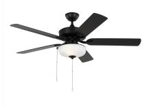 Generation Lighting Seagull 5LDO52MBKD - Linden 52'' traditional dimmable LED indoor/outdoor midnight black ceiling fan with light ki