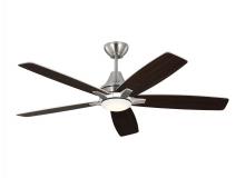 Generation Lighting Seagull 5LWDR52BSD - Lowden 52" Dimmable Indoor/Outdoor Integrated LED Brushed Steel Ceiling Fan with Light Kit, Remo