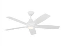 Generation Lighting Seagull 5LWDR52RZWD - Lowden 52" Dimmable Indoor/Outdoor Integrated LED White Ceiling Fan with Light Kit, Remote Contr