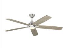 Generation Lighting Seagull 5LWDSM60BSLGD - Lowden 60" Dimmable Indoor/Outdoor Integrated LED Brushed Steel Ceiling Fan with Light Kit