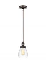 Generation Lighting Seagull 6114501-710 - Belton transitional 1-light indoor dimmable ceiling hanging single pendant light in bronze finish wi