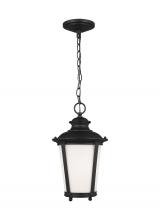 Generation Lighting Seagull 62240-12 - Cape May traditional 1-light outdoor exterior hanging ceiling pendant in black finish with etched wh