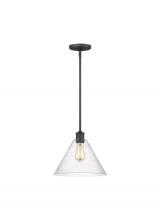 Generation Lighting Seagull 6227801-112 - Belton transitional 1-light indoor dimmable ceiling hanging single pendant light in midnight black f