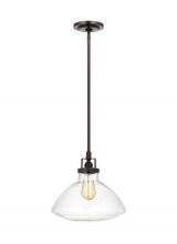 Generation Lighting Seagull 6514501-710 - Belton transitional 1-light indoor dimmable ceiling hanging single pendant light in bronze finish wi