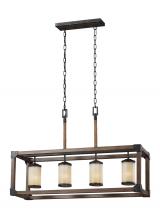 Generation Lighting Seagull 6613304-846 - Dunning contemporary 4-light indoor dimmable linear ceiling chandelier pendant light in stardust fin