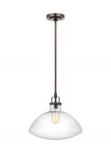 Generation Lighting Seagull 6614501-710 - Belton transitional 1-light indoor dimmable ceiling hanging single pendant light in bronze finish wi