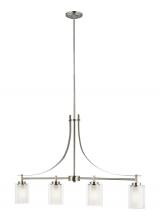 Generation Lighting Seagull 6637304-962 - Elmwood Park traditional 4-light indoor dimmable linear ceiling chandelier pendant light in brushed