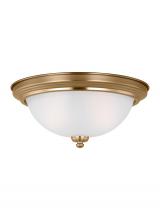 Generation Lighting Seagull 77064EN3-848 - Geary traditional indoor dimmable LED 2-light ceiling flush mount in satin brass with a satin etched