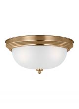 Generation Lighting Seagull 77065EN3-848 - Geary traditional indoor dimmable LED 3-light ceiling flush mount in satin brass with a satin etched