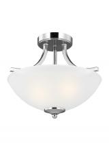 Generation Lighting Seagull 7716502EN3-05 - Geary traditional indoor dimmable LED small 2-light chrome finish semi-flush convertible pendant wit