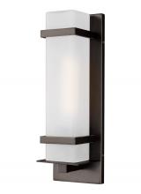 Generation Lighting Seagull 8520701-71 - Alban modern 1-light outdoor exterior small wall lantern in antique bronze finish with etched opal g