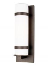 Generation Lighting Seagull 8618301-71 - Alban modern 1-light outdoor exterior medium round wall lantern in antique bronze finish with etched