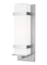 Generation Lighting Seagull 8620701-04 - Alban modern 1-light outdoor exterior medium square wall lantern in satin aluminum silver finish wit