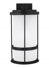 Generation Lighting Seagull 8790901D-12 - Wilburn modern 1-light outdoor exterior Dark Sky compliant large wall lantern sconce in black finish