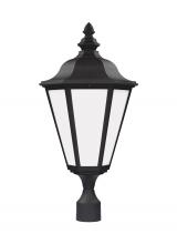 Generation Lighting Seagull 89025-12 - Brentwood traditional 1-light outdoor exterior post lantern in black finish with smooth white glass