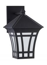 Generation Lighting Seagull 89132-12 - Herrington transitional 1-light outdoor exterior medium wall lantern sconce in black finish with etc