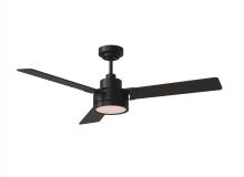 Generation Lighting Seagull 3JVR52MBKD - Jovie 52" Dimmable Indoor/Outdoor Integrated LED Midnight Black Ceiling Fan with Light Kit Wall