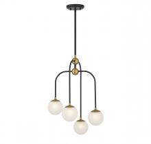 Savoy House 1-6697-4-143 - Couplet 4-Light Chandelier in Matte Black with Warm Brass Accents