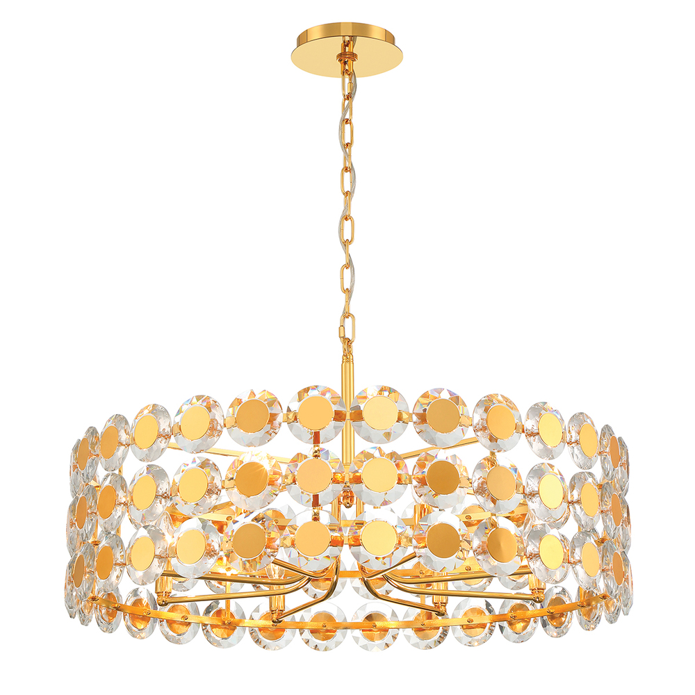 Perrene 8 Light Pendant in Gold