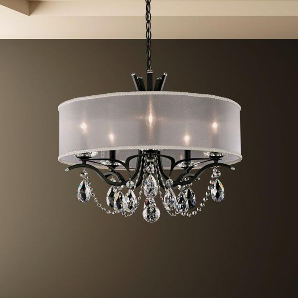 Vesca 5 Light 120V Chandelier in Antique Silver with Clear Heritage Handcut Crystal and White Shad