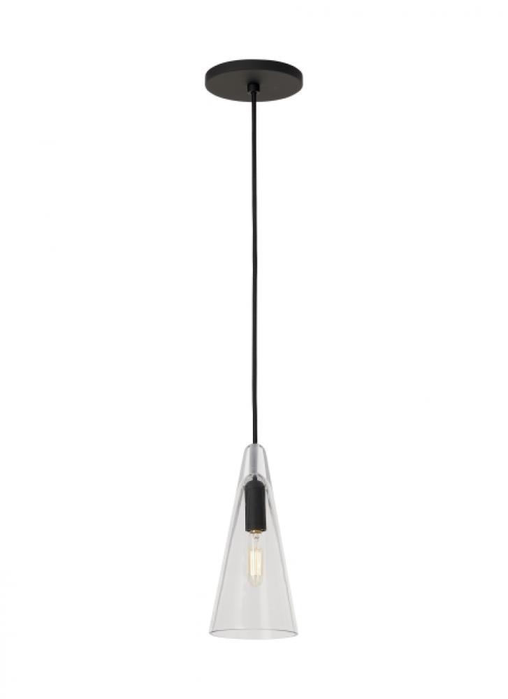 Sean Lavin Selina 1-light dimmable small accent pendant with nightshade black finish and glass shade