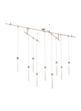 VC Modern TECH Lighting 700LNG9NB-LED930S - Modern Mini Linger Dimmable LED Chandelier Ceiling Light in a Natural Brass/Gold Colored Finish