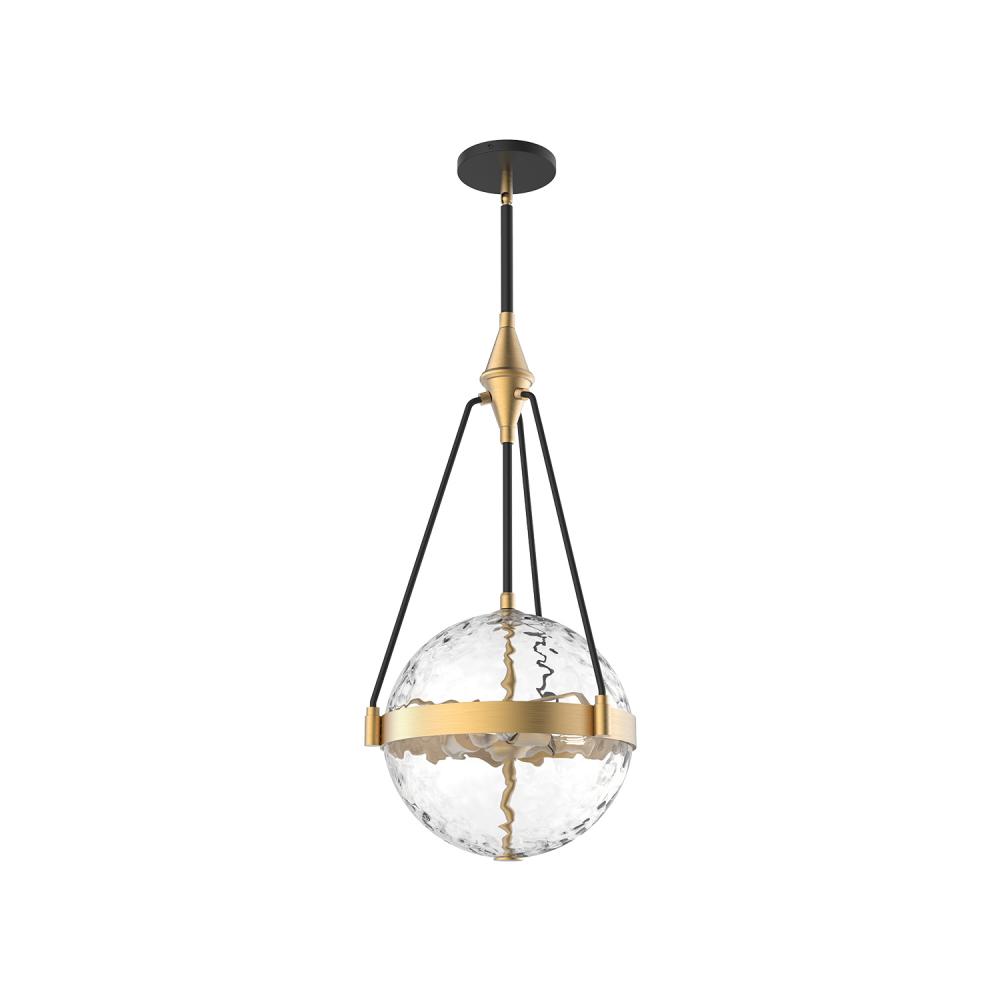Harmony 14-in Brushed Gold/ Clear Water Glass 3 Lights Pendant