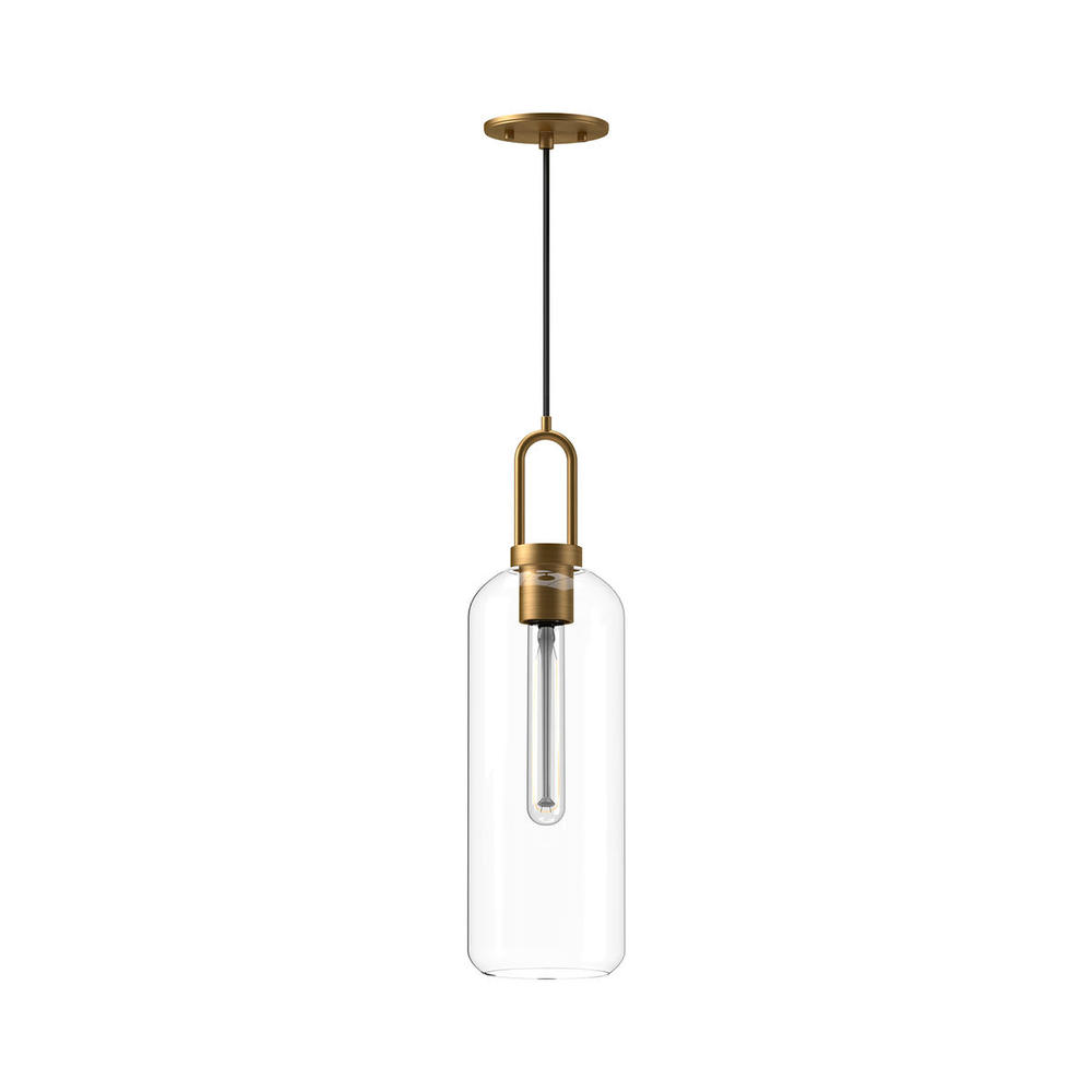 Soji 6-in Aged Gold/Clear Glass 1 Light Pendant