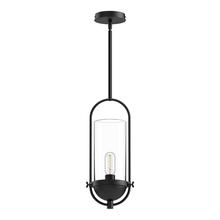  PD539018MBCL - Cyrus 8-in Clear Glass/Matte Black 1 Light Pendant