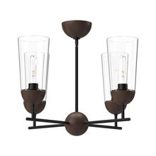  CH542324MBWT - Emil 25-in Matte Black/Walnut 4 Lights Chandeliers